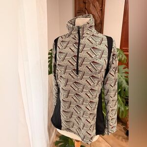 Kerrits Geometric Print Quarter Zip Pullover Large Made USA Athletic Top